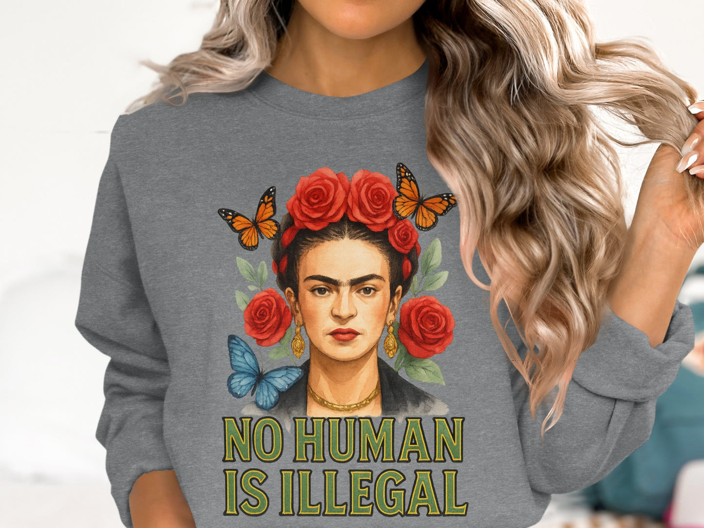 Frida Kahlo No Human Is Illegal Sweatshirt Product