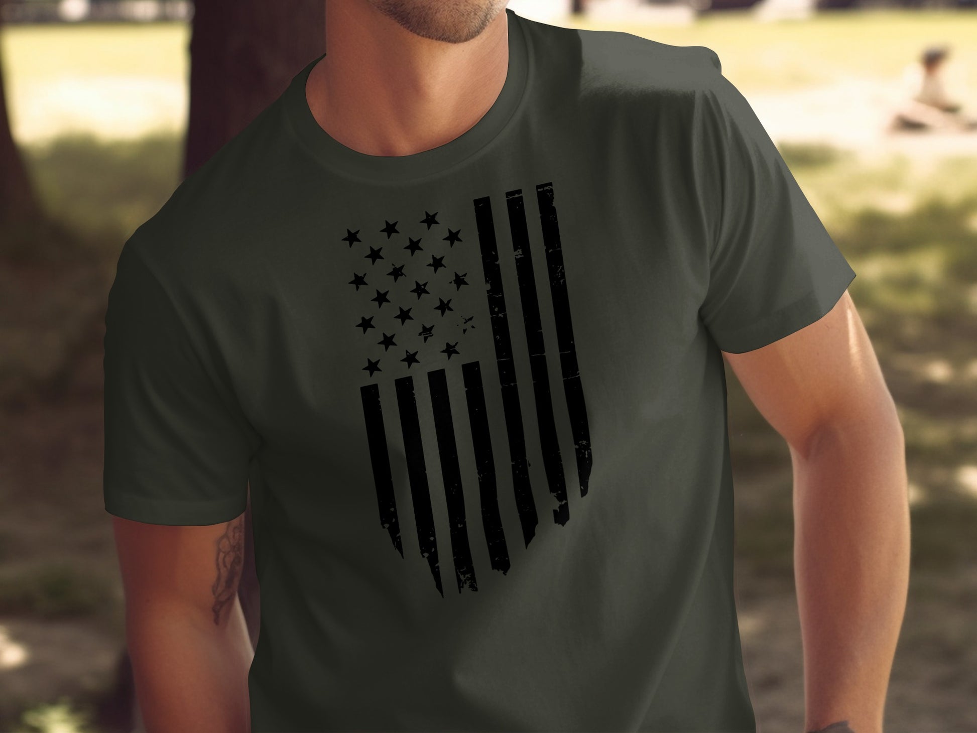 Stylish Grunge American Flag Graphic on Casual Shirt product