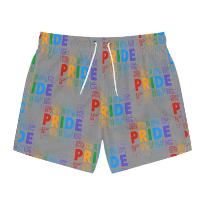 Colorful Pride Swim Trunks, LGBTQ+ Beach Wear, Trendy Summer Shorts, Vibrant Pool Attire, Perfect for Pride Celebrations