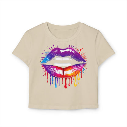 Pride babby tee Colorful Lip Print Women's Baby Tee - Perfect for Casual Outings and Celebrations