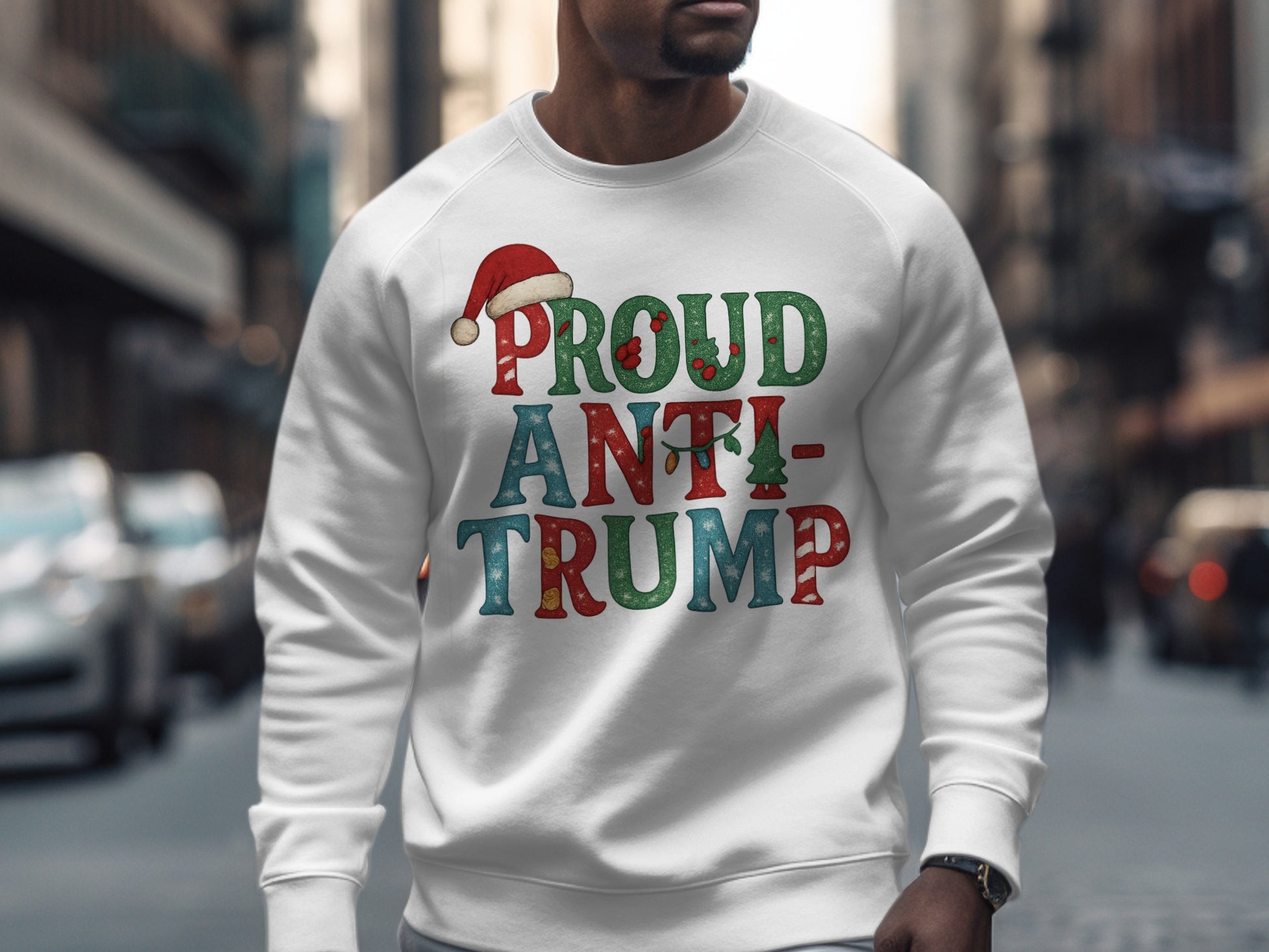 Proud Anti-Trump Design with Festive Santa Hat