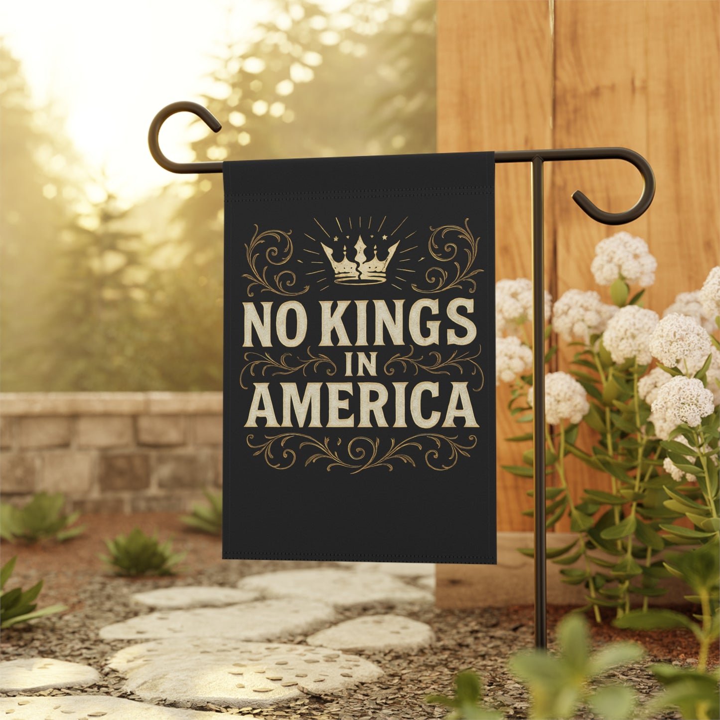 No Kings in America Garden Flag - Patriotic Vintage Banner for Yard & Home