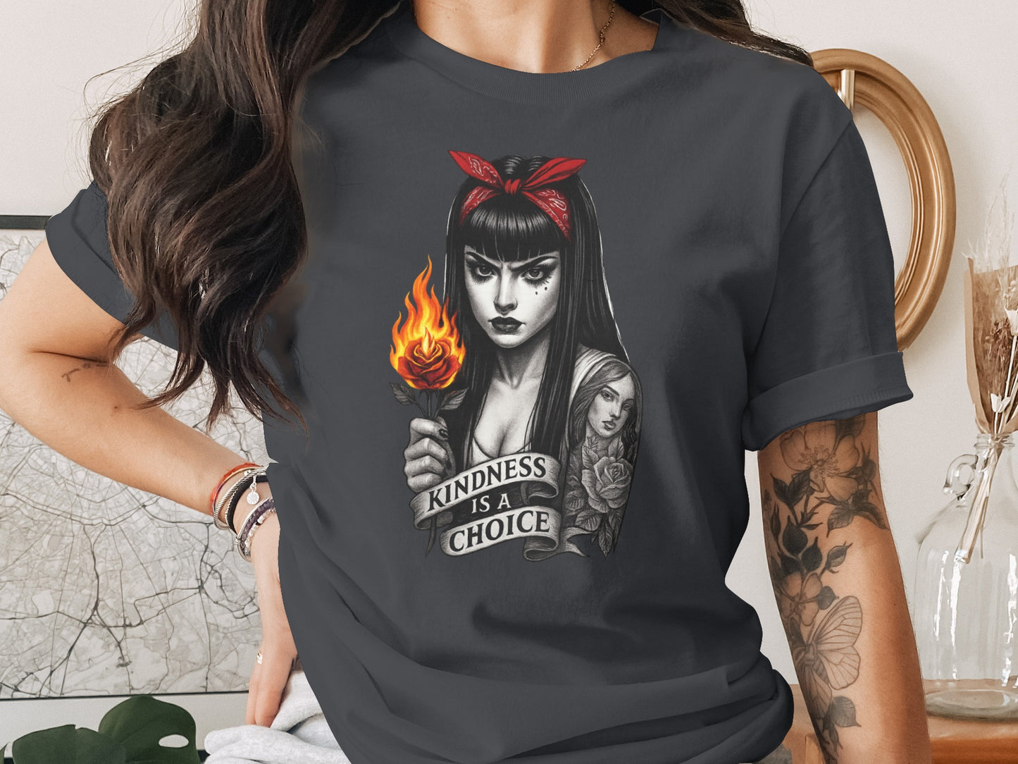Gothic Woman with Torch Design Graphic T-shirt product
