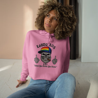 LGBTQ Pride Cat Lover's Crop Hoodie, Funny Hoodie, Gift for Cat Dads, Casual Streetwear, Cozy Hoodie for Pet Owners