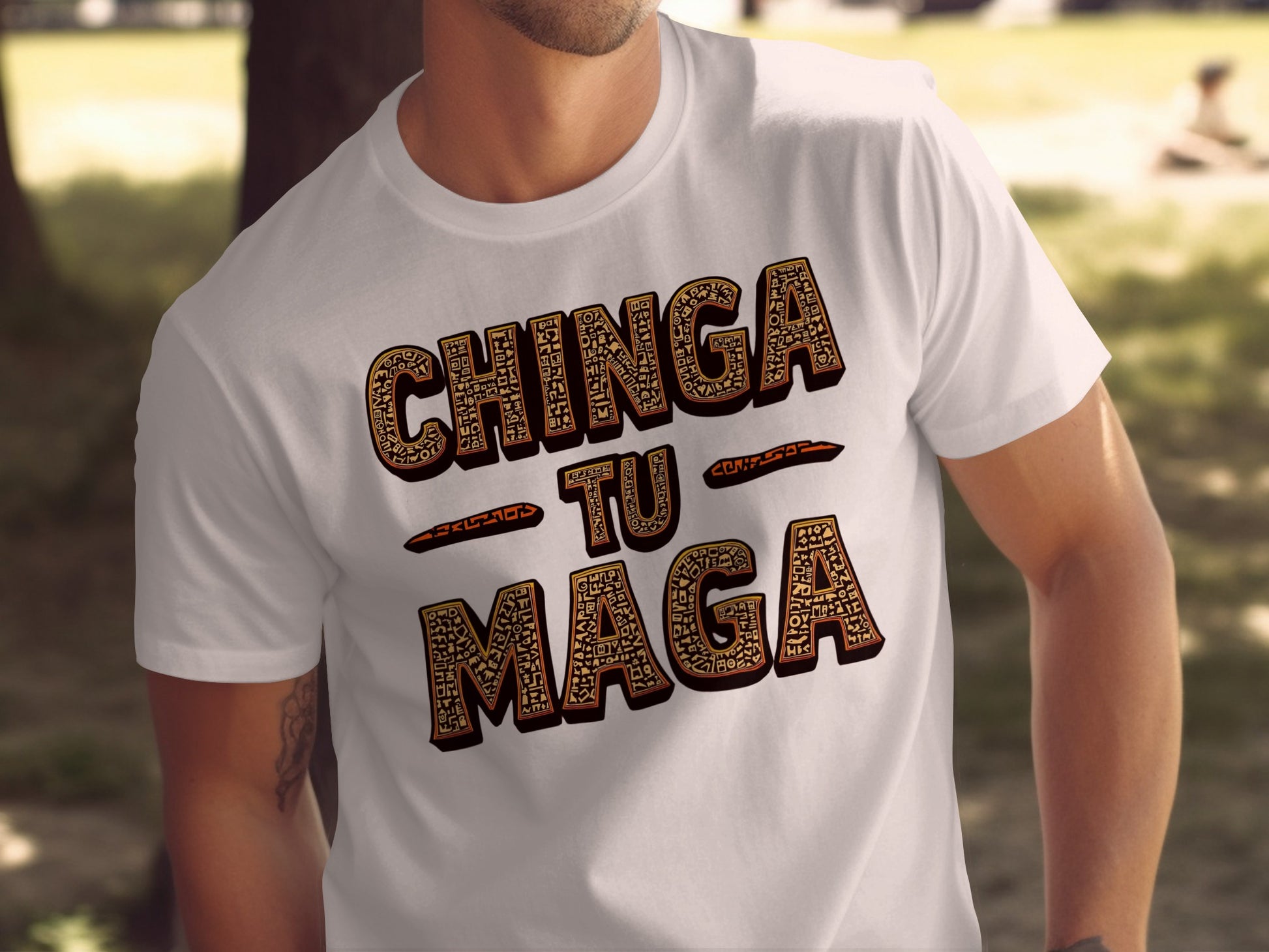 CHINGA TU MAGA Shirt Black Yellow Bold Letters Design