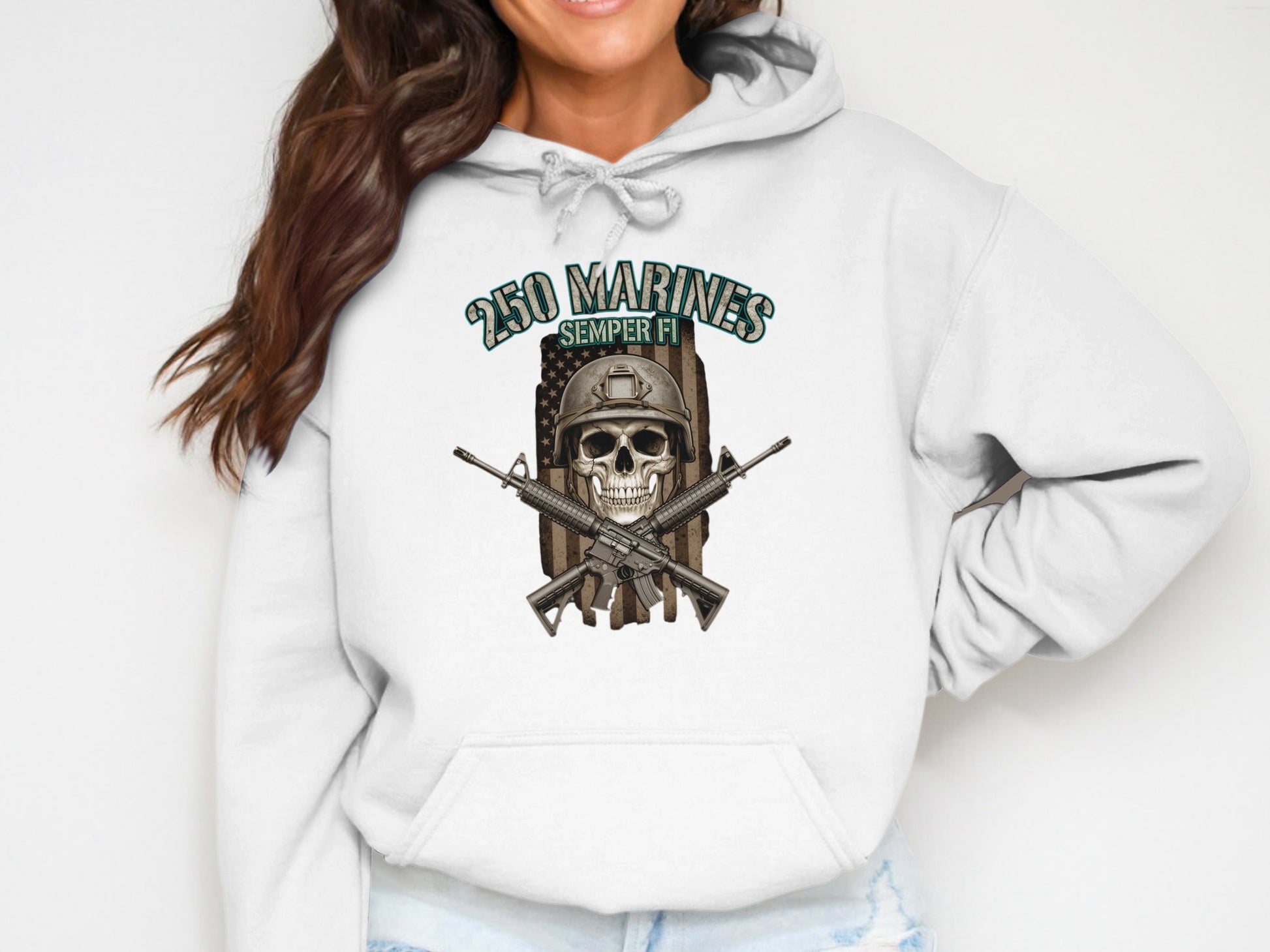 USMC Semper Fi Skull and Rifles Hoodie