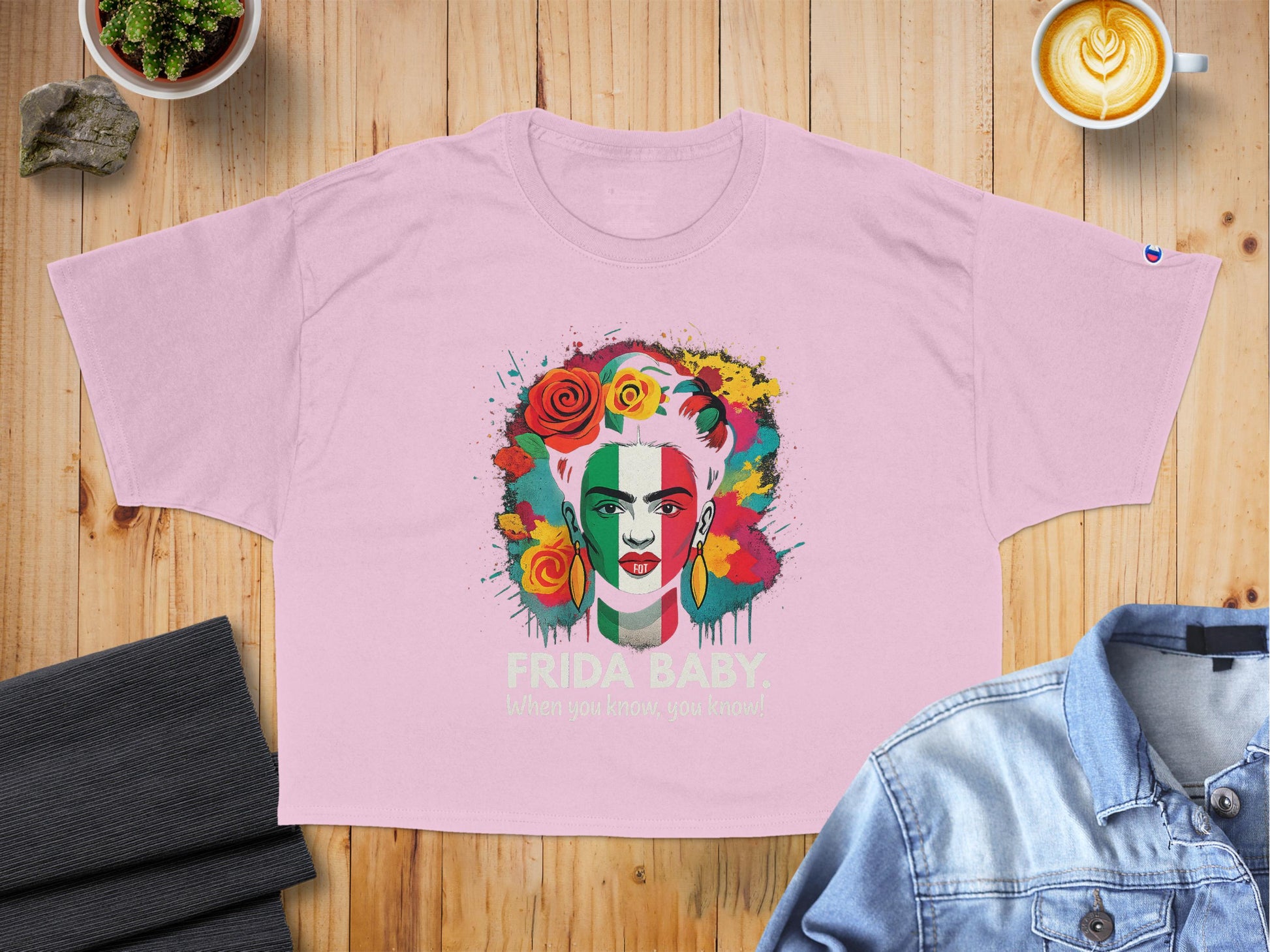 Frida Baby Graphic Pink Crop Top Shirt product