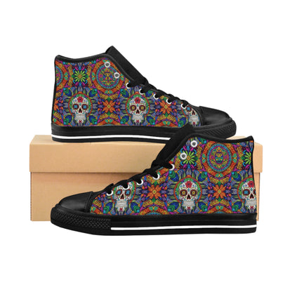 Vibrant Skull Sneakers for Women | Colorful High Top Shoes | Unique Gift for Art Lovers | Festival Footwear | Boho Style Fashion