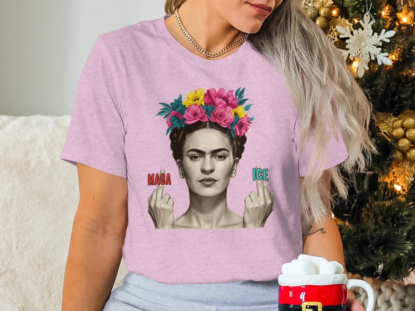 Frida Kahlo Inspired Artworks with Floral Crown T-shirt