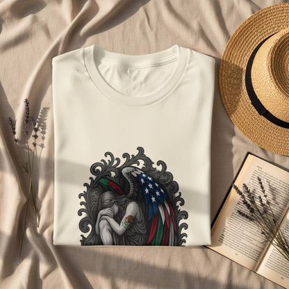 Patriotic Winged Figure Print White T-shirt product