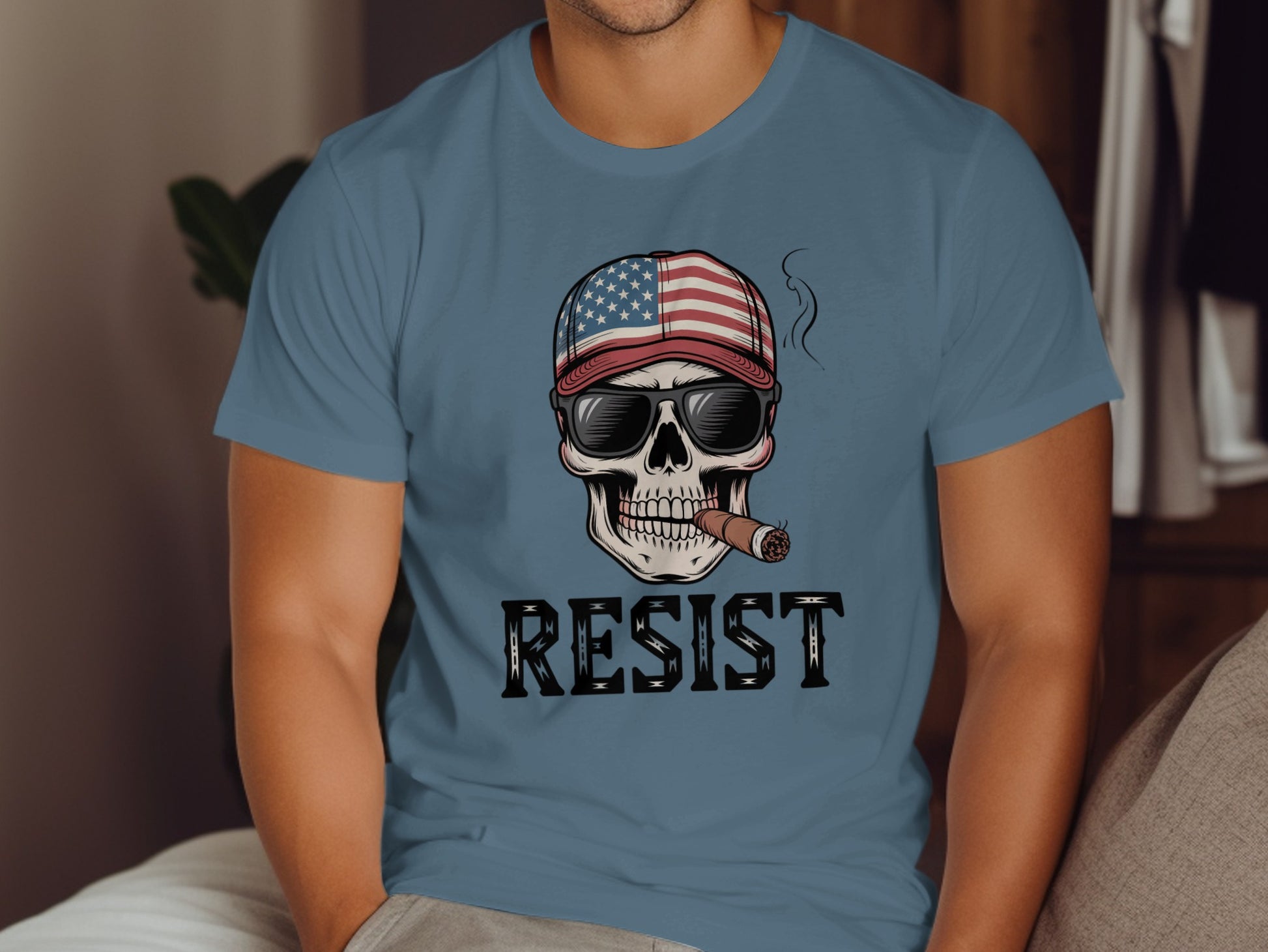 Patriotic Skull With Resist Message T-Shirt product