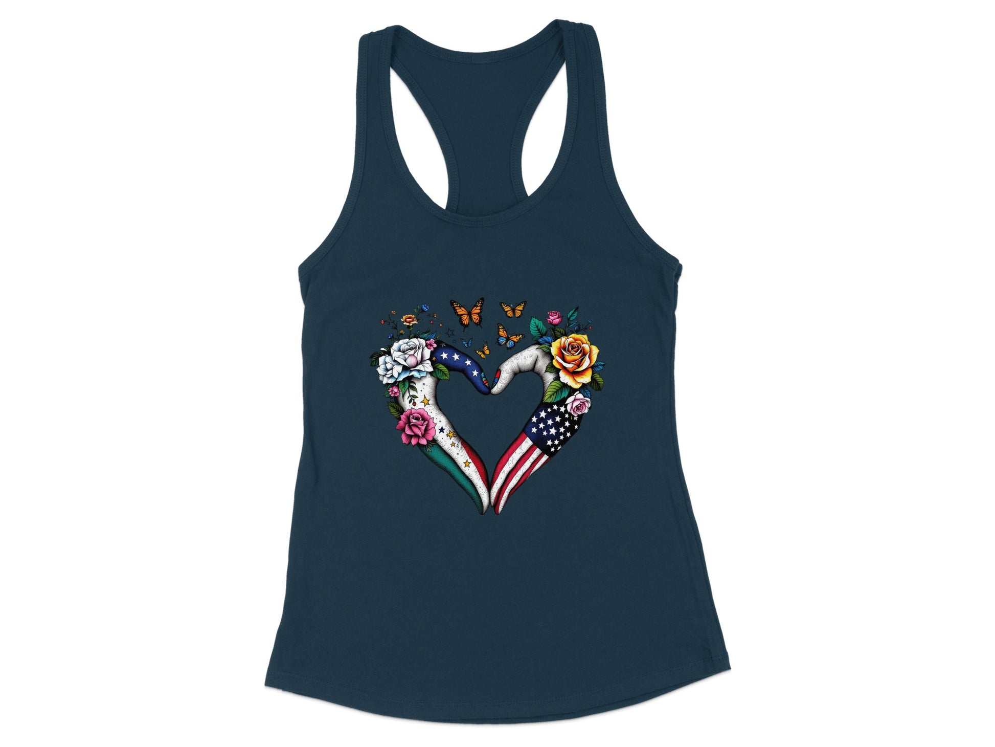 Heart Shaped Love American Flowers Tank Top