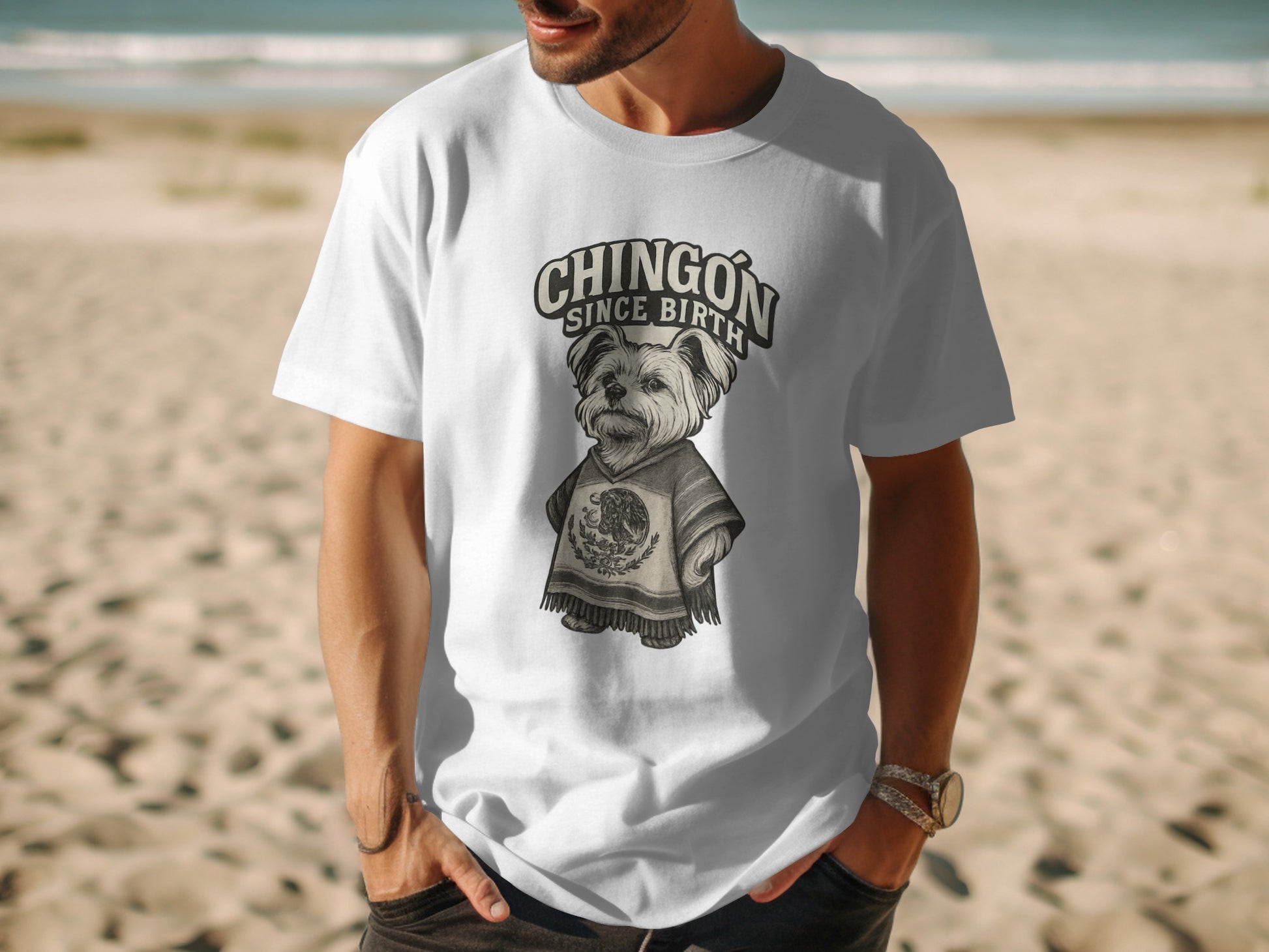 Chingon Since Birth Dog Graphic White Shirt product