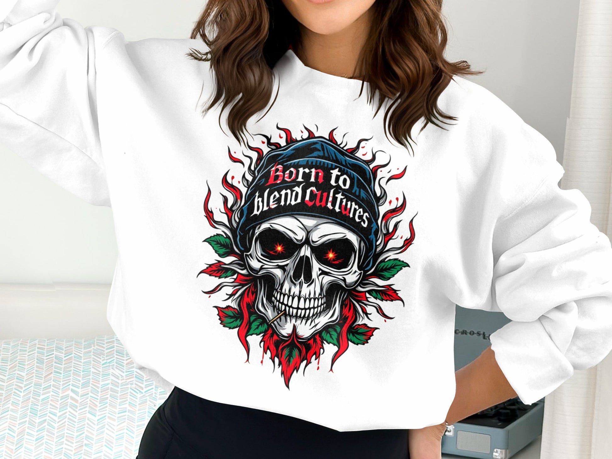 Born to Blend Cultures Skull Graphic Sweatshirt product type