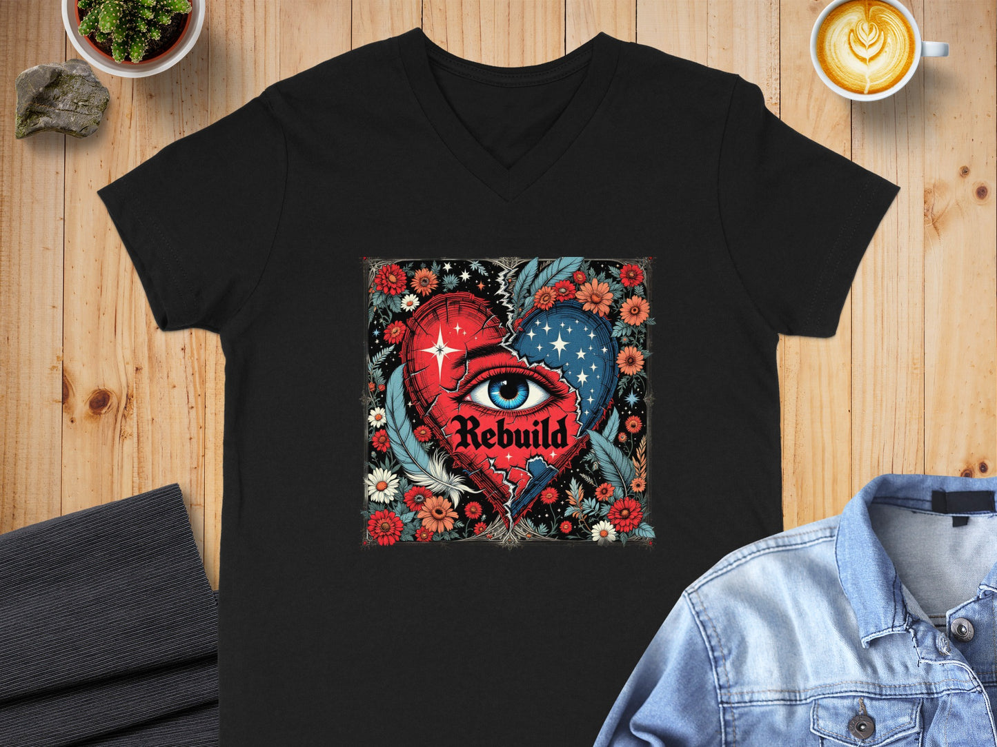 Rebuild Heart and Eye Graphic T-Shirt product