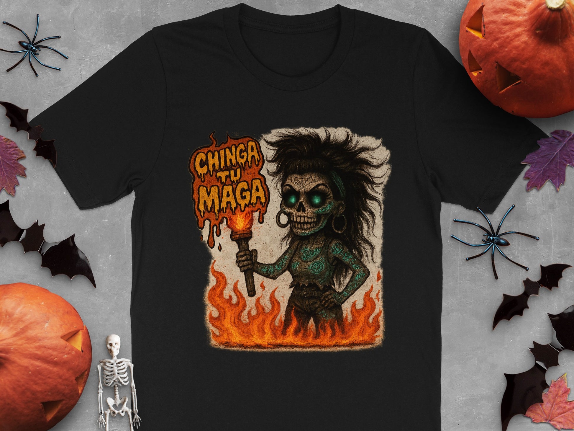 Chinga Tu Maga Halloween Skeleton Graphic T-Shirt product