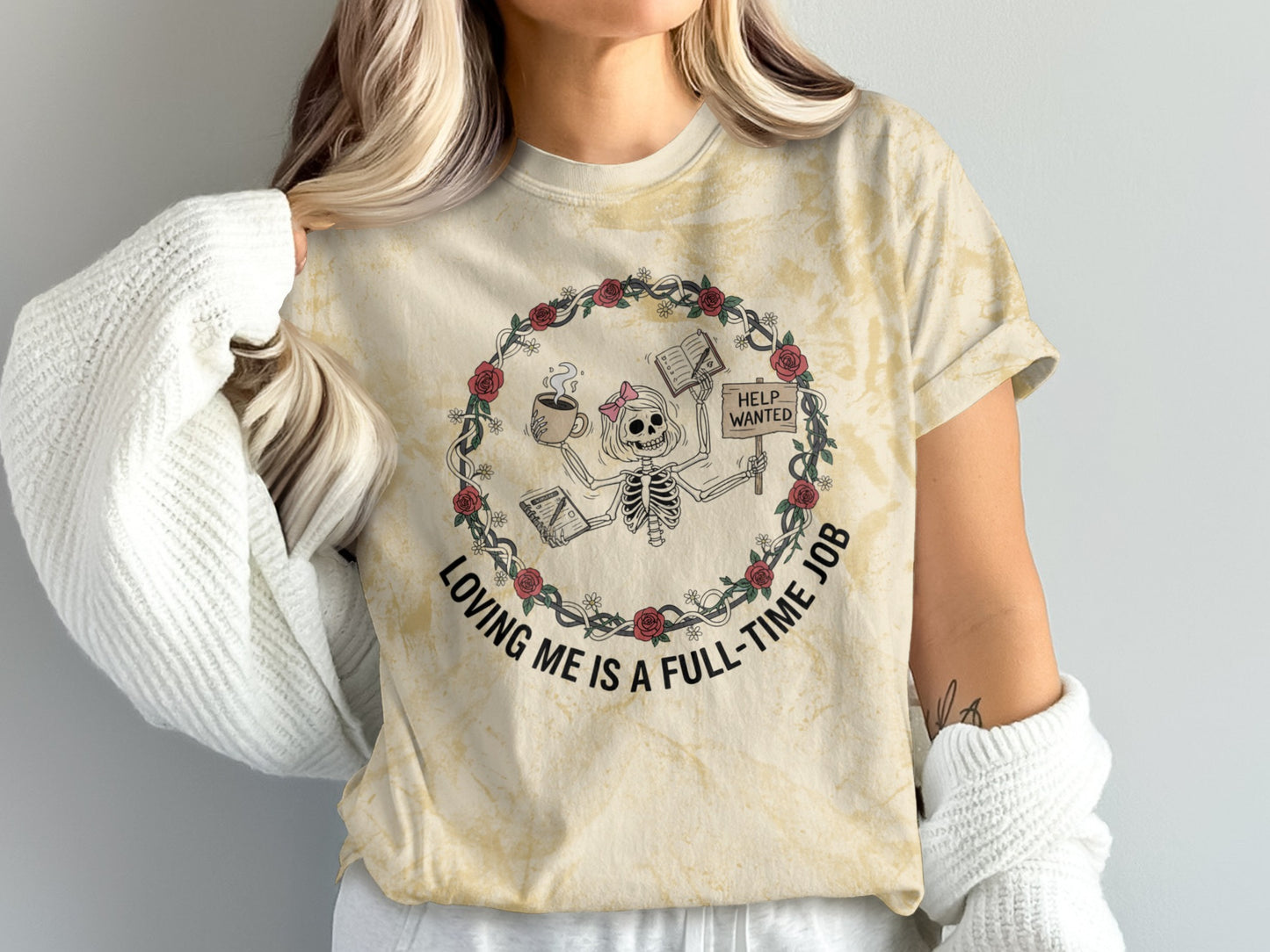 Loving Me Is A Full-Time Job Halloween Skeleton Tee