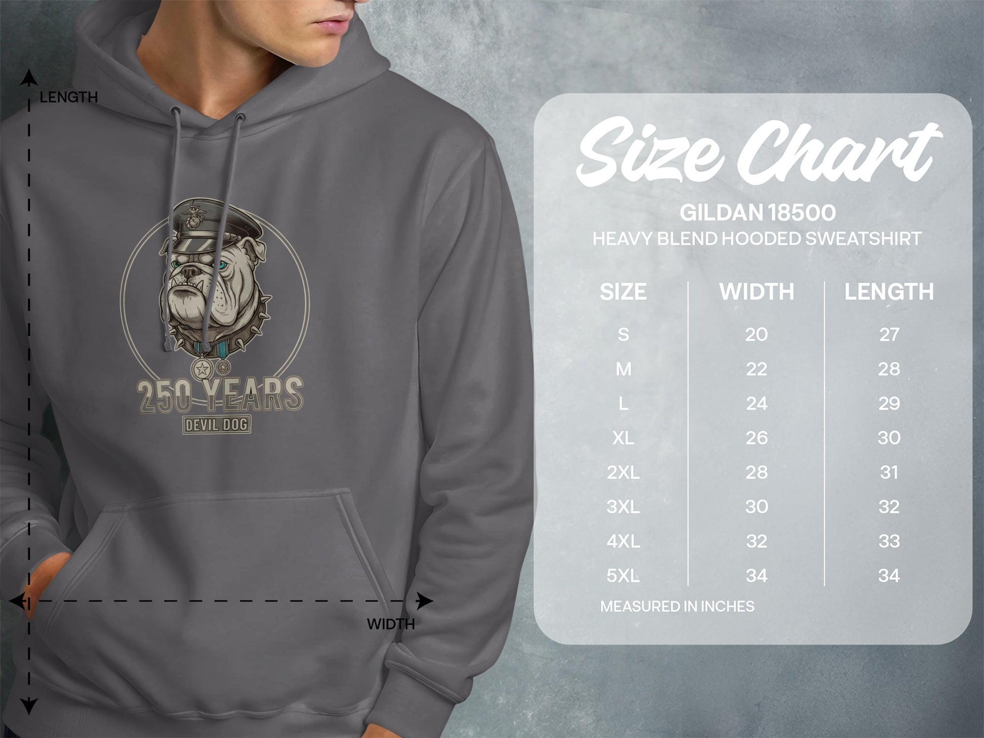 250 Years Devil Dog Heavy Blend Hooded Sweatshirt