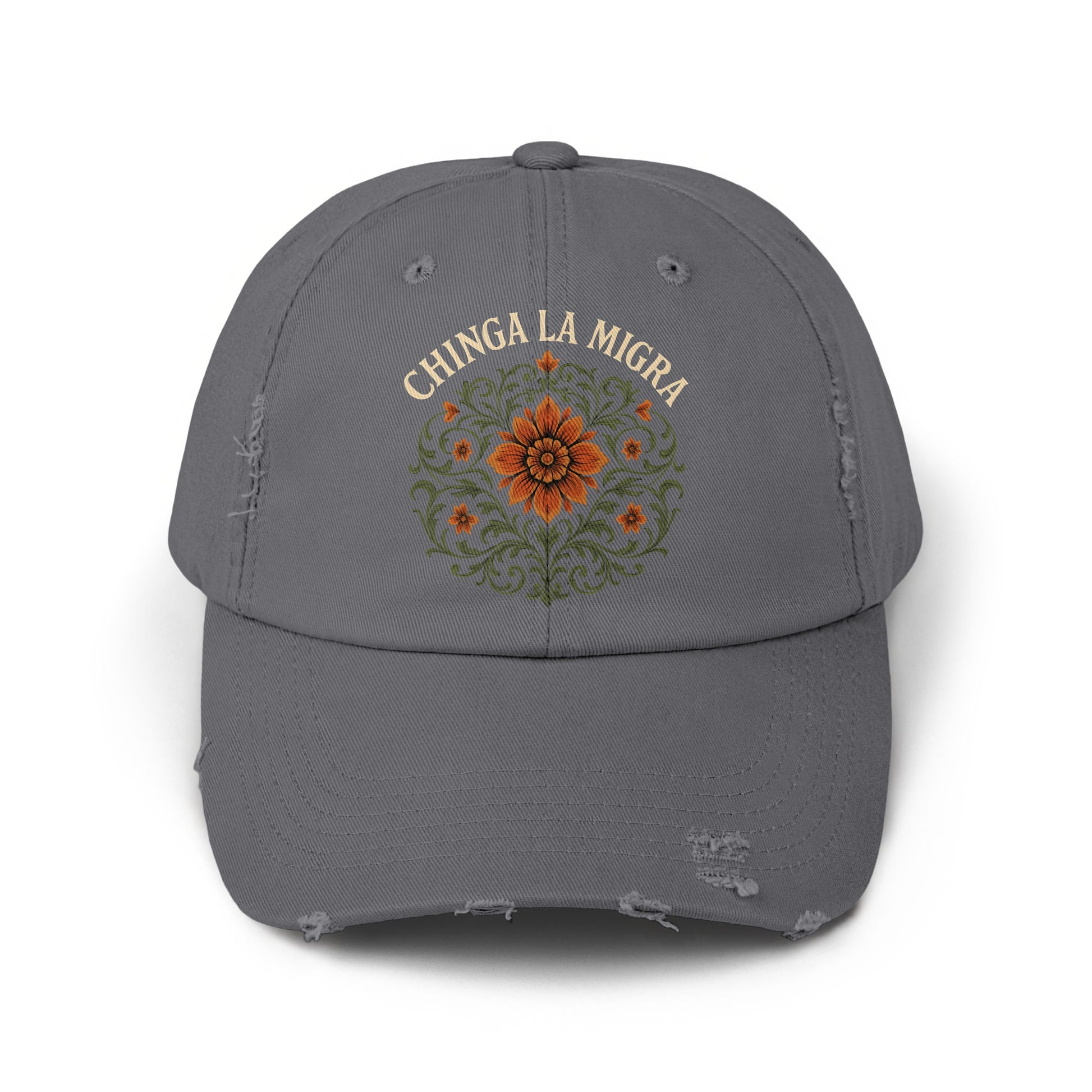 Chinga La Migra Floral Design Embroidered Hat product