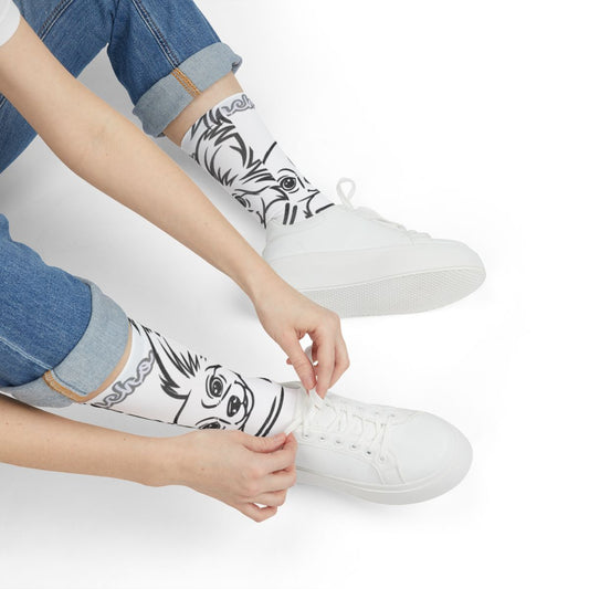 White and Black Cartoon Character Design Socks
