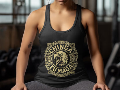 Chinga Tu Maga Tank Top with Eagle Design Gym Apparel