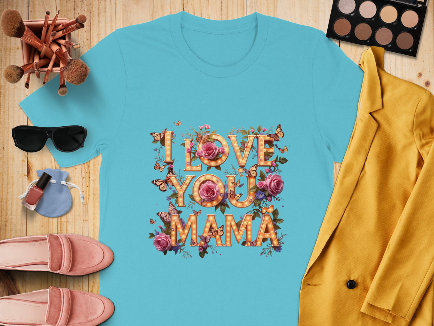 I Love You Mama Floral Graphic T-shirt product type