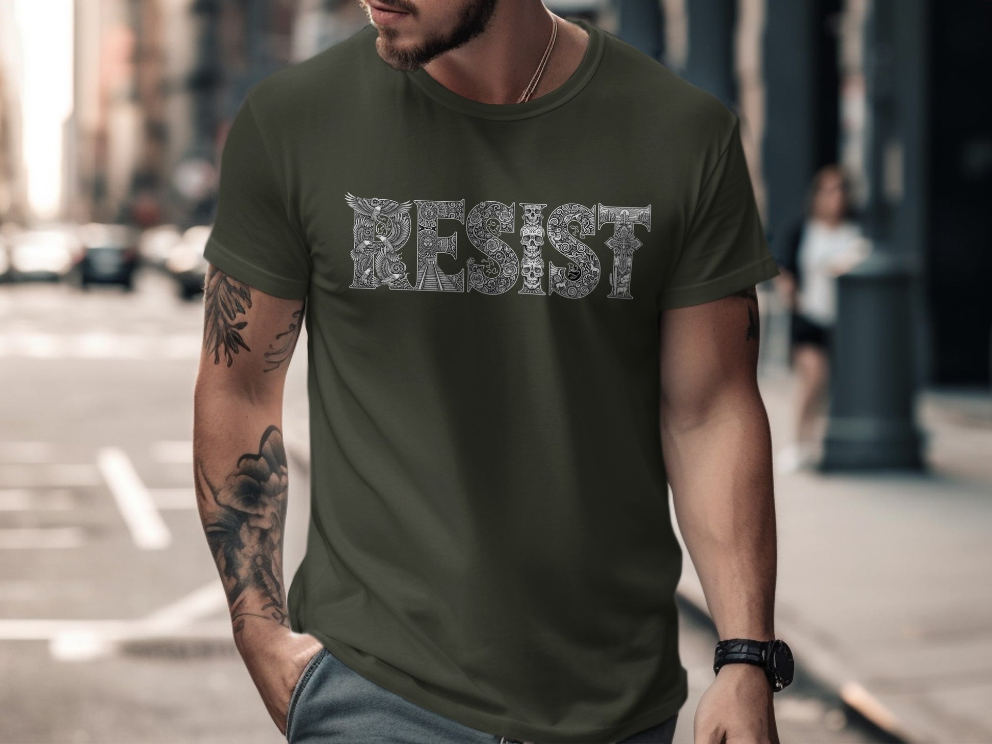 Unique Graphic Resist Statement T-shirt