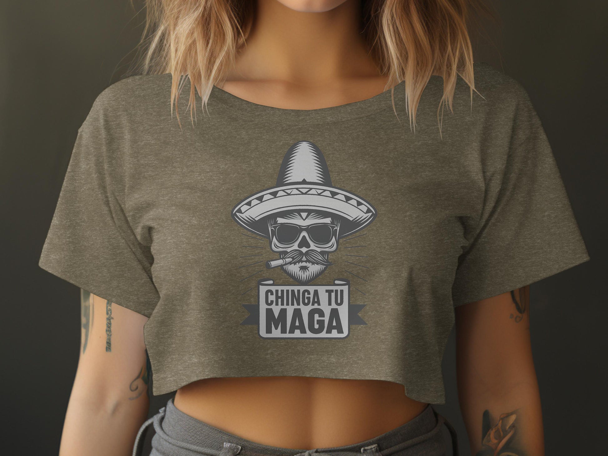 Chinga Tu Maga Hat Man Design Crop Top product