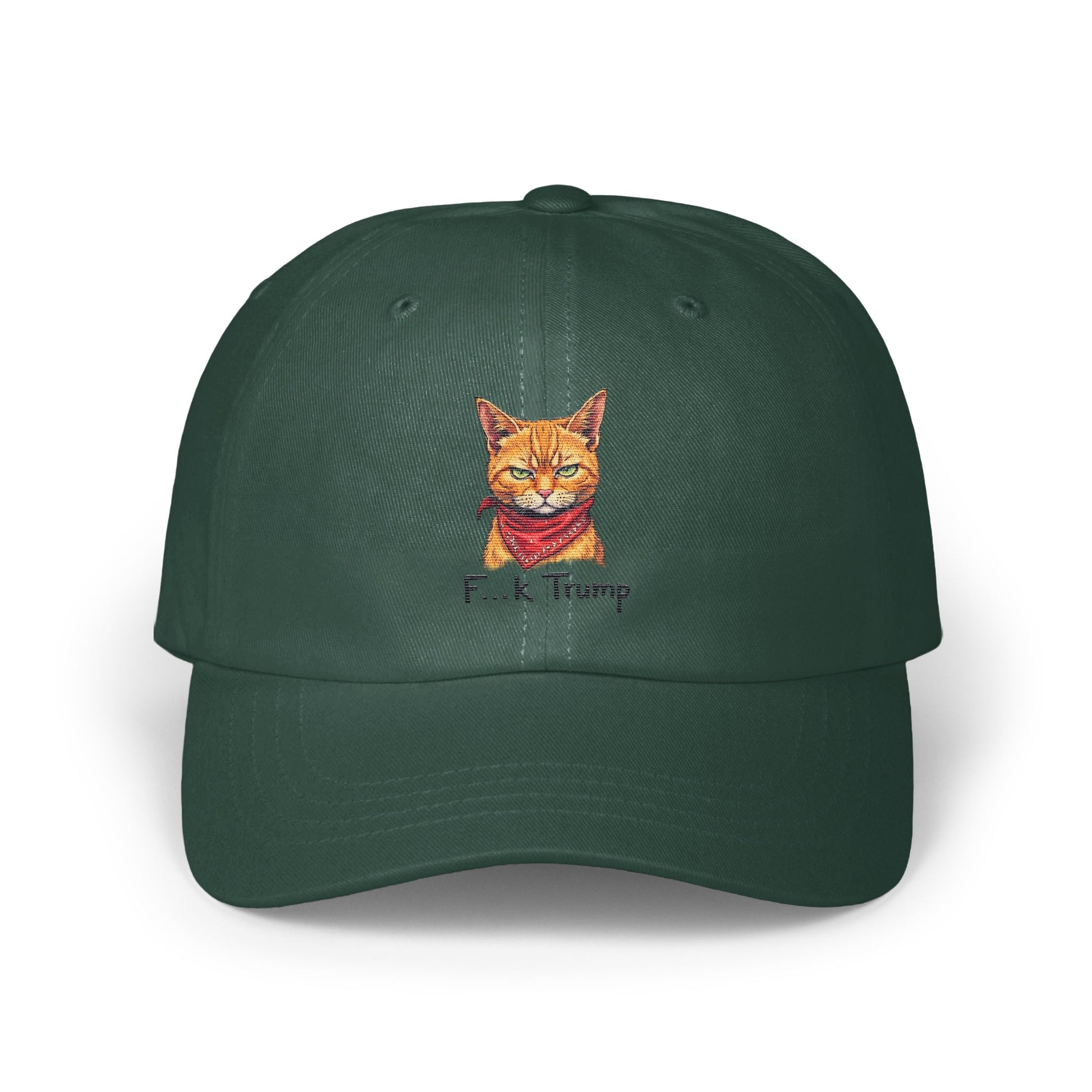 Cat with Red Scarf and Text Green Hat product