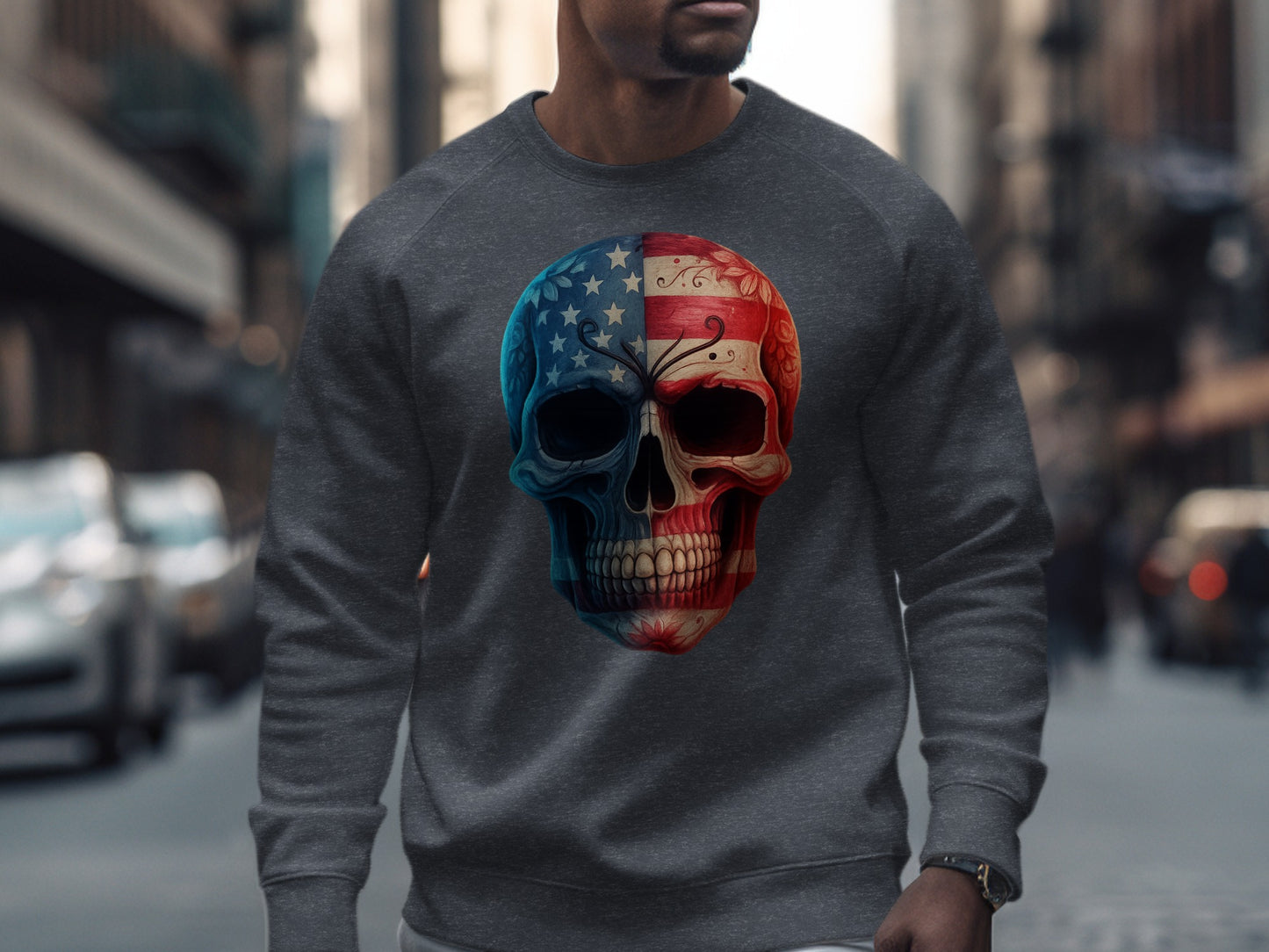 American Flag Skull Graphic Printed Sweatshirt product