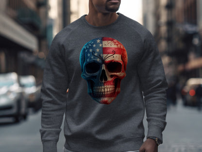 American Flag Skull Graphic Printed Sweatshirt product