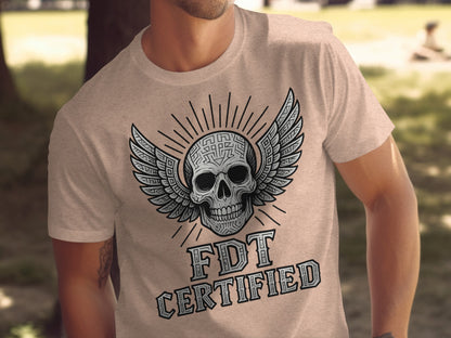 FDT Certified Skull With Wings Graphic TShirt