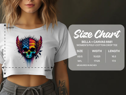 Women's Crop Tee with American Flag Skull product type