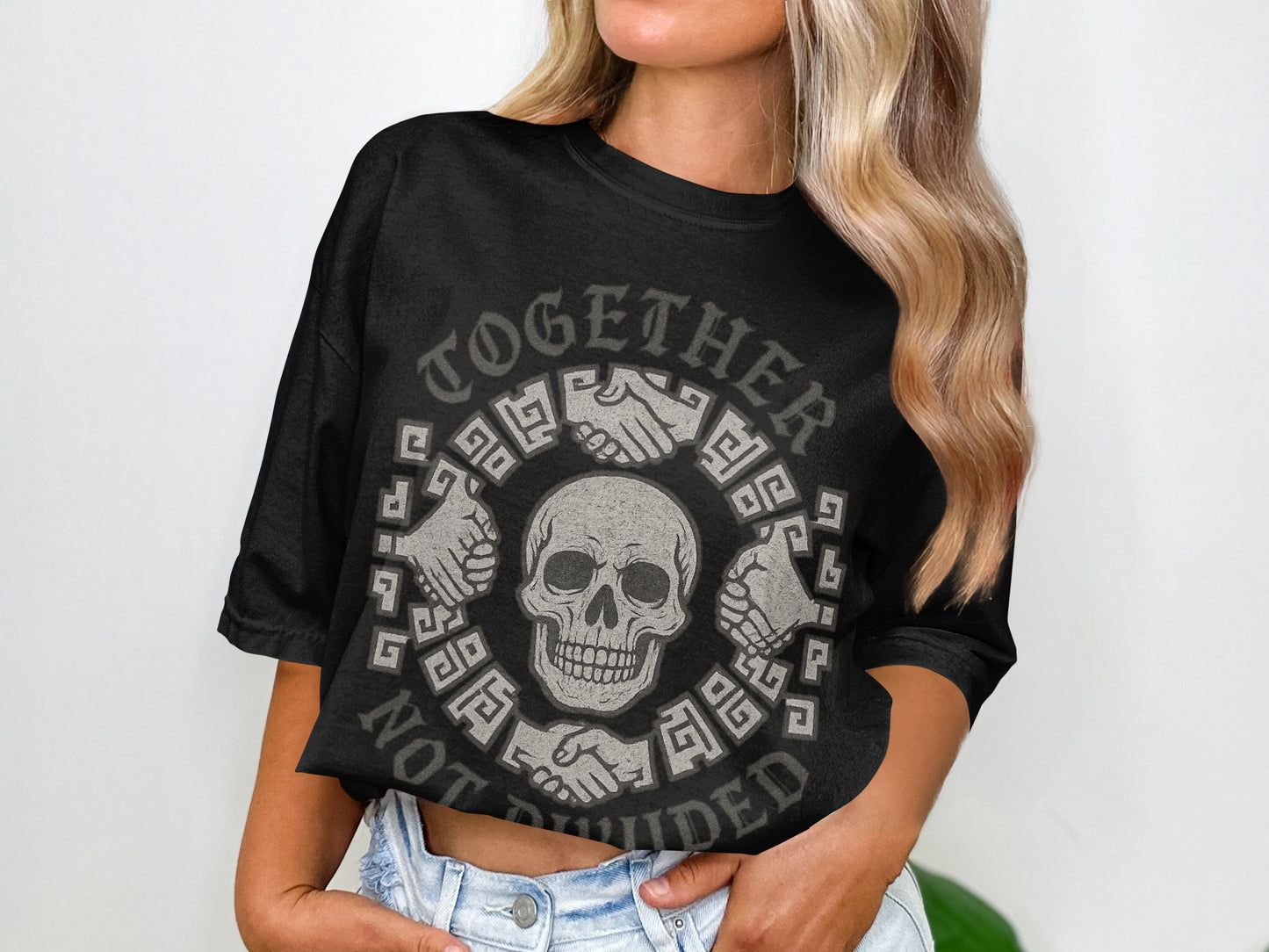 Together Not Divided Skull Print Crewneck Shirt