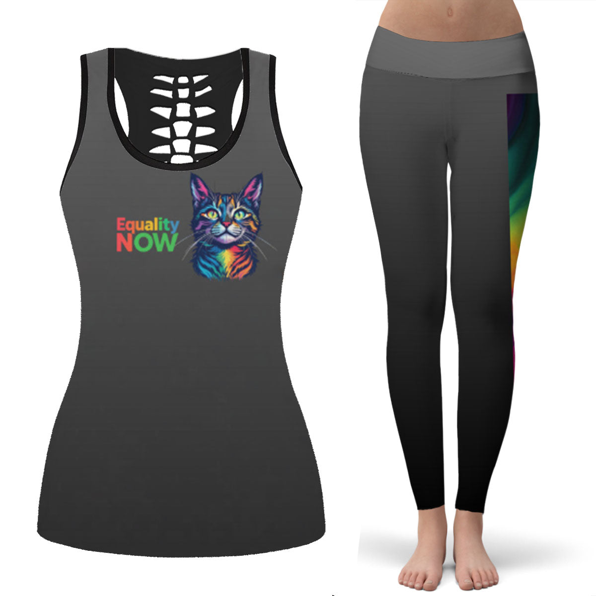 Unleash Your Inner Fashionista with the AOP Women's Cutout Tank Top Set – Where Comfort Meets Style!