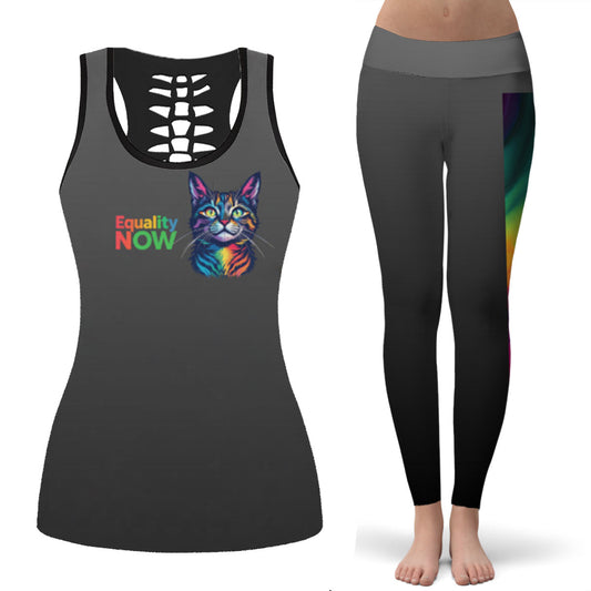 Unleash Your Inner Fashionista with the AOP Women's Cutout Tank Top Set – Where Comfort Meets Style!