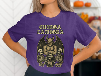 Chinga La Migra Graphic Tee with Skeletons product type