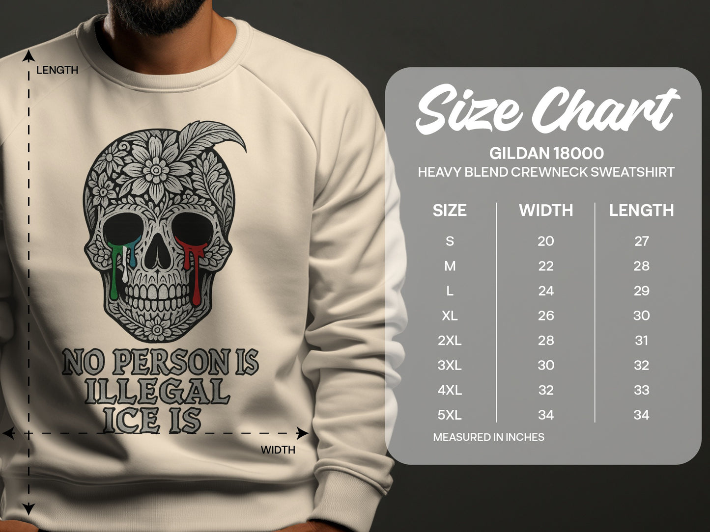 Skull Artwork Heavy Blend Crewneck Sweatshirt