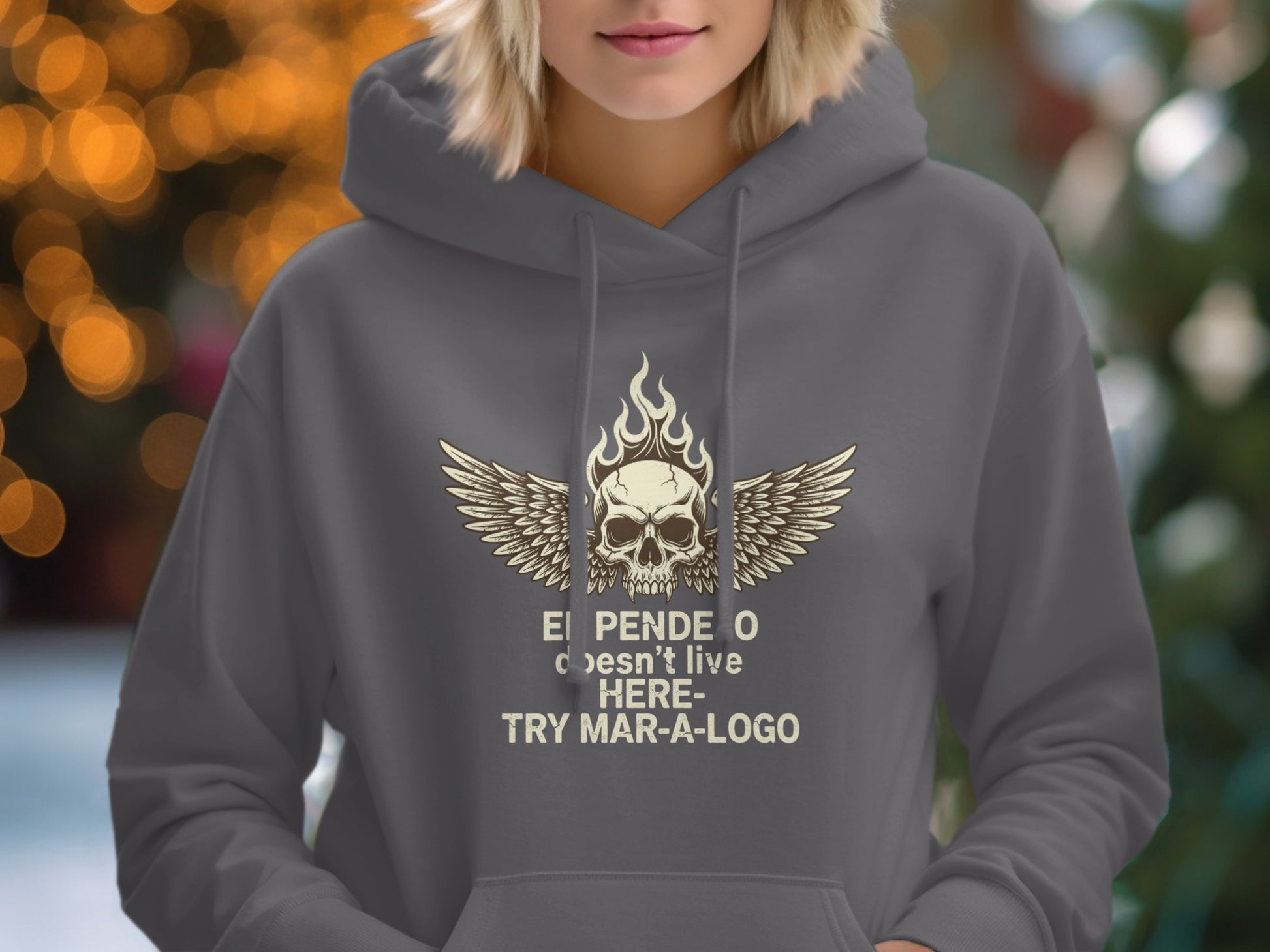 Skull with Wings Hoodie Does Not Live Here Product Type