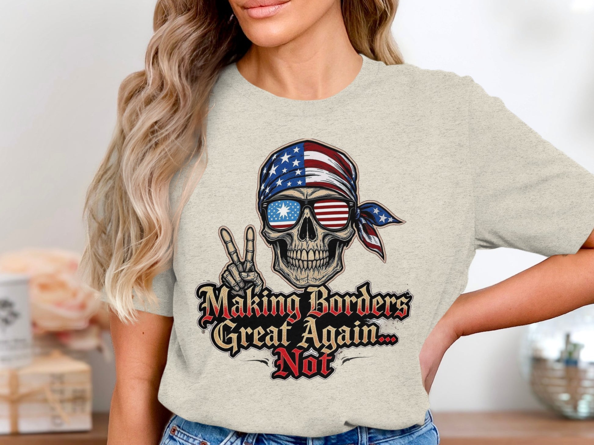 Making Borders Great Again Not Skull Printed T-shirt product type