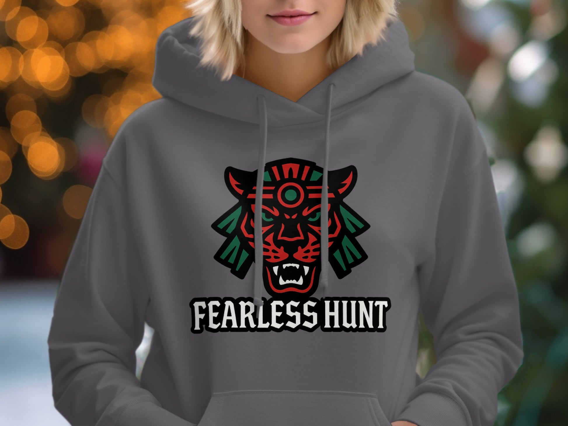 Fearless Hunt Tiger Print Grey Hoodie product