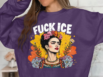 Vivid Frida Kahlo Fuck Ice Graphic Sweatshirt