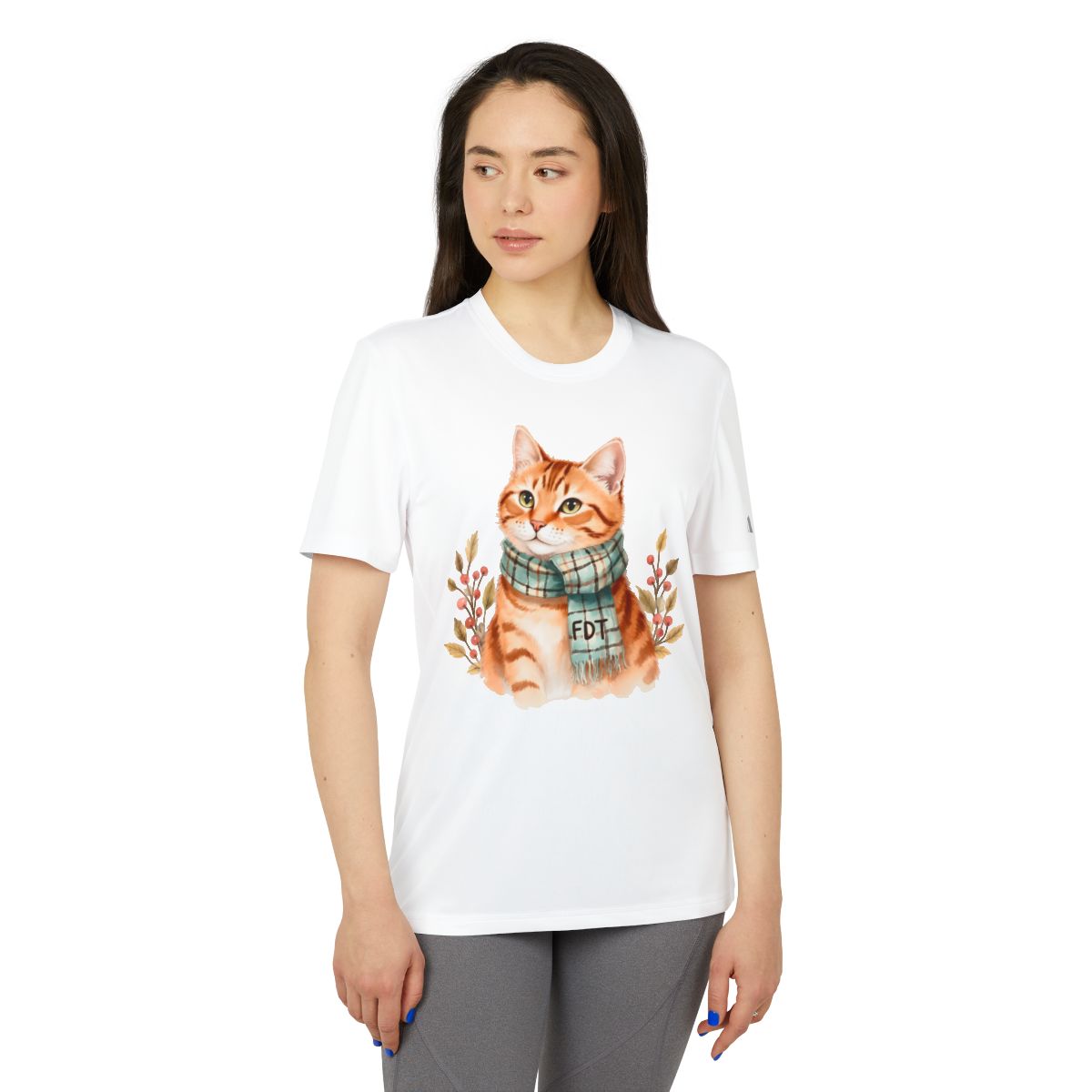Cute Cat with Scarf Graphic Print T-Shirt