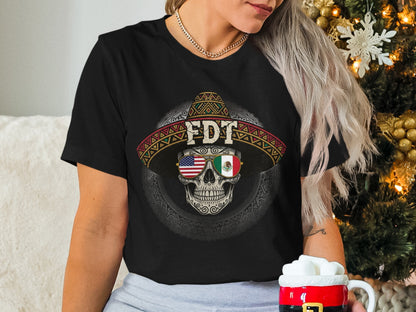 Festive Skull Wearing Unique Hat Design T-shirt