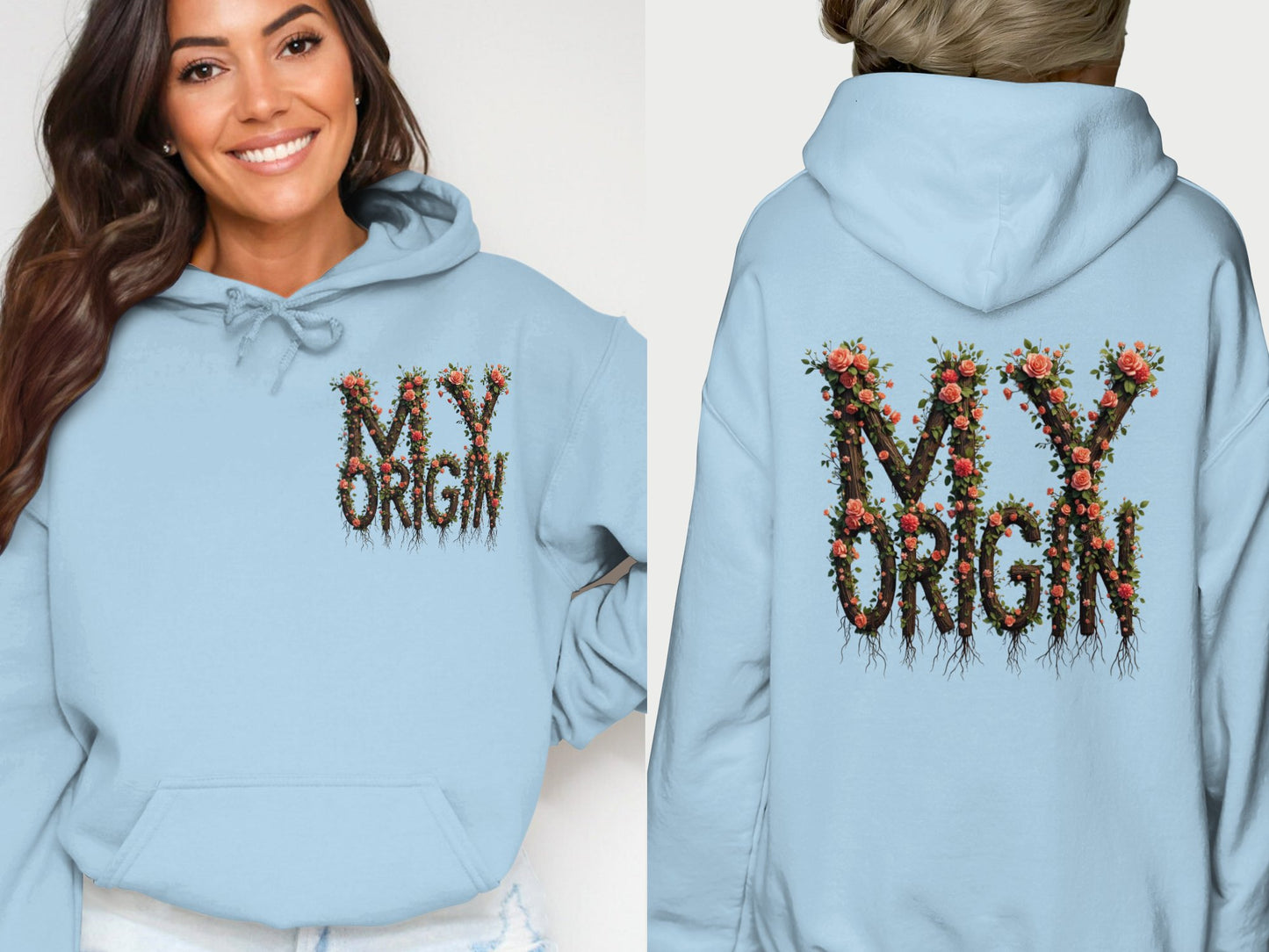 My Origin Floral Design Cozy Hooded Apparel Product