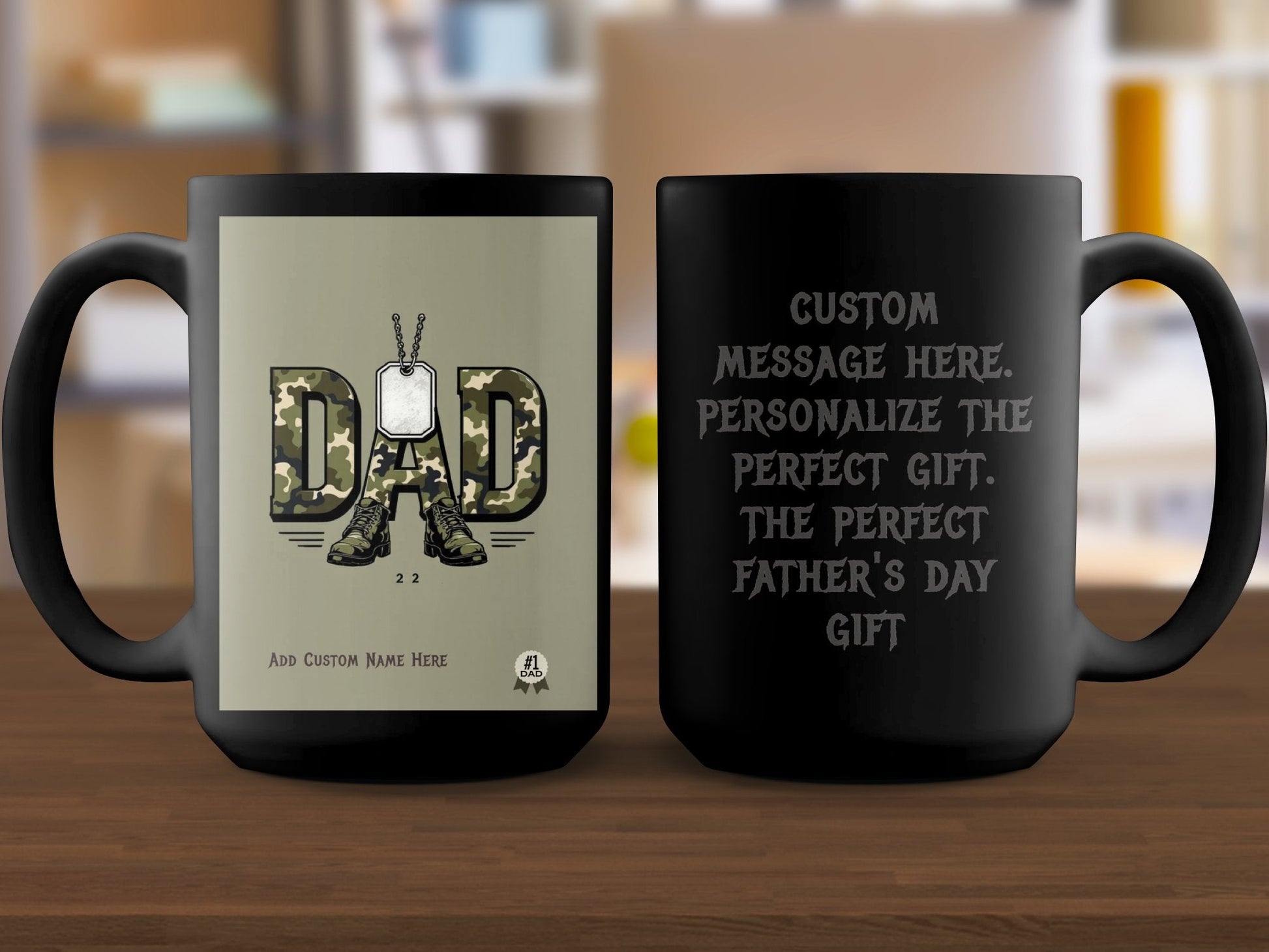 Personalized Custom Message Dad Black Coffee Mug product