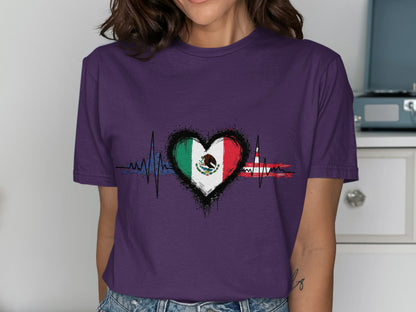 Mexican Flag Heartbeat Love Pulse Design T-Shirt product