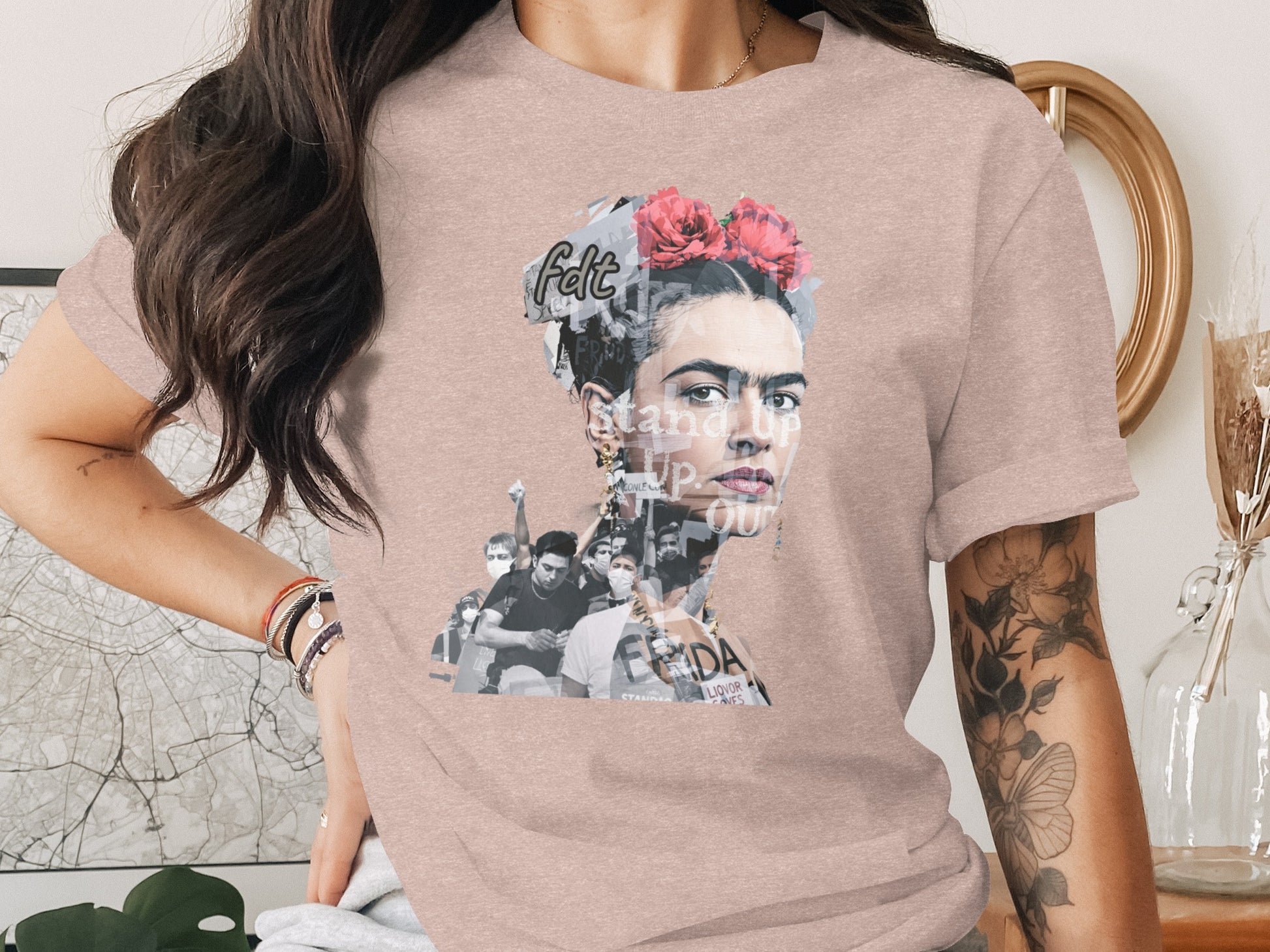 Stand Up Black and White Photo Collage T-Shirt Product