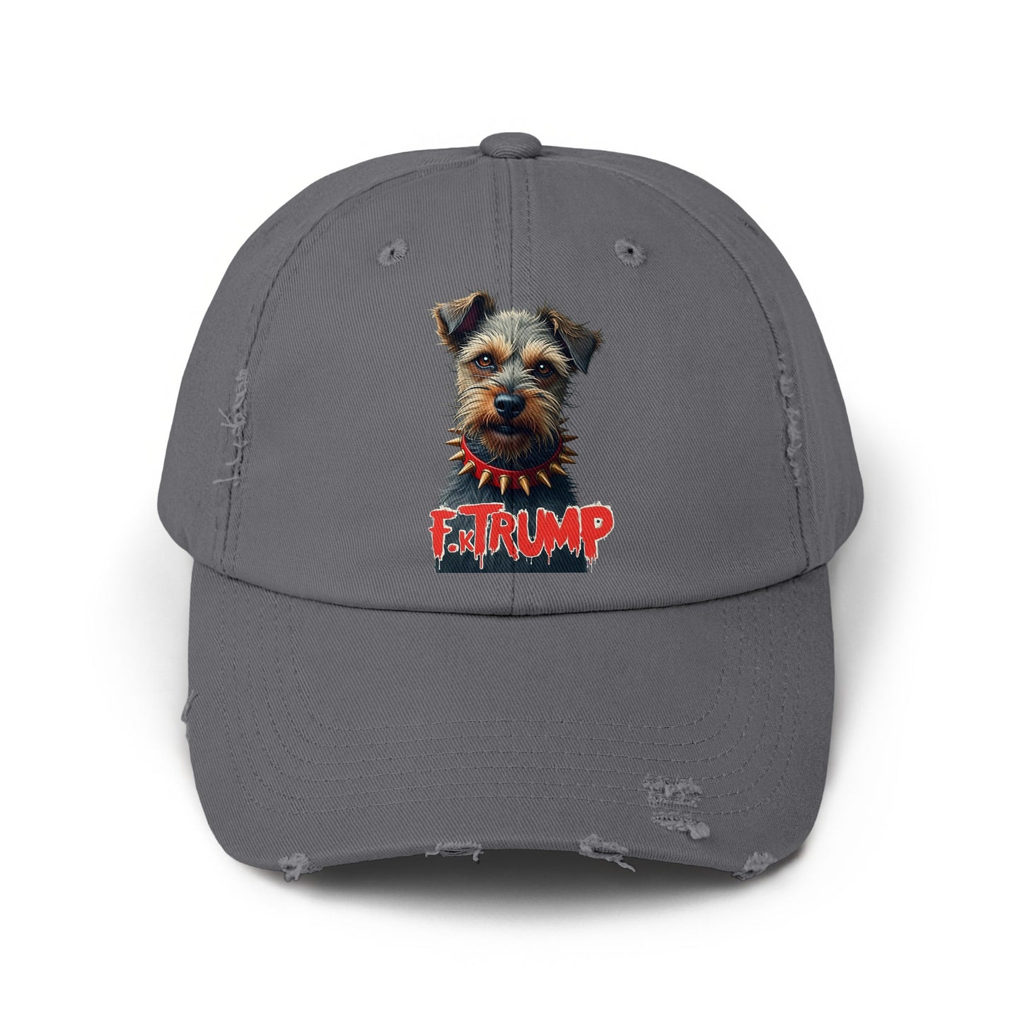 Dog with F Trump Graphic Distressed Baseball Cap product