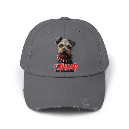 Dog with F Trump Graphic Distressed Baseball Cap product